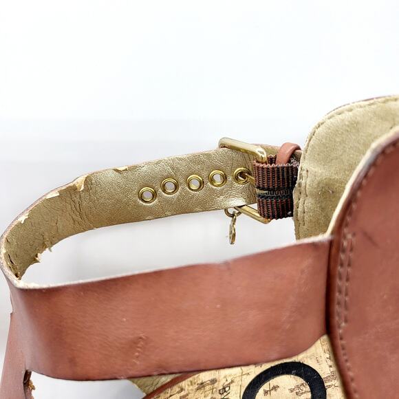 G by GUESS Sylbie Light Brown Strappy Peep Toe Wedge Platform Sandals Size 8.5M - Picture 9 of 13